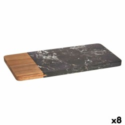 Tabla de cortar Negro Mu00e1rmol Madera de acacia 15 x 1,3 x 30 cm (8 Unidades)