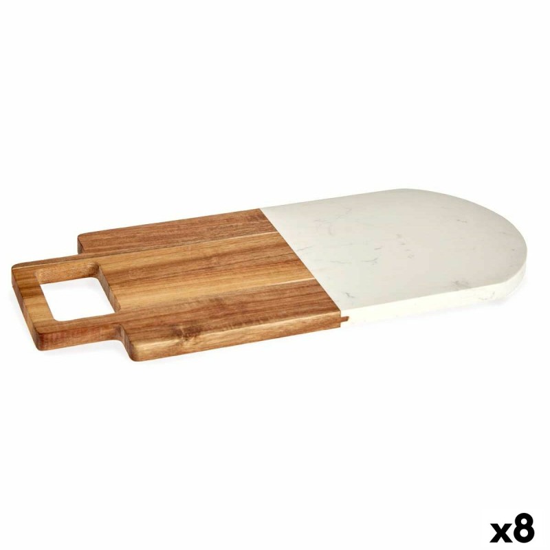 Tabla de cortar Blanco Mu00e1rmol Madera de acacia 18 x 1,5 x 38 cm (8 Unidades)