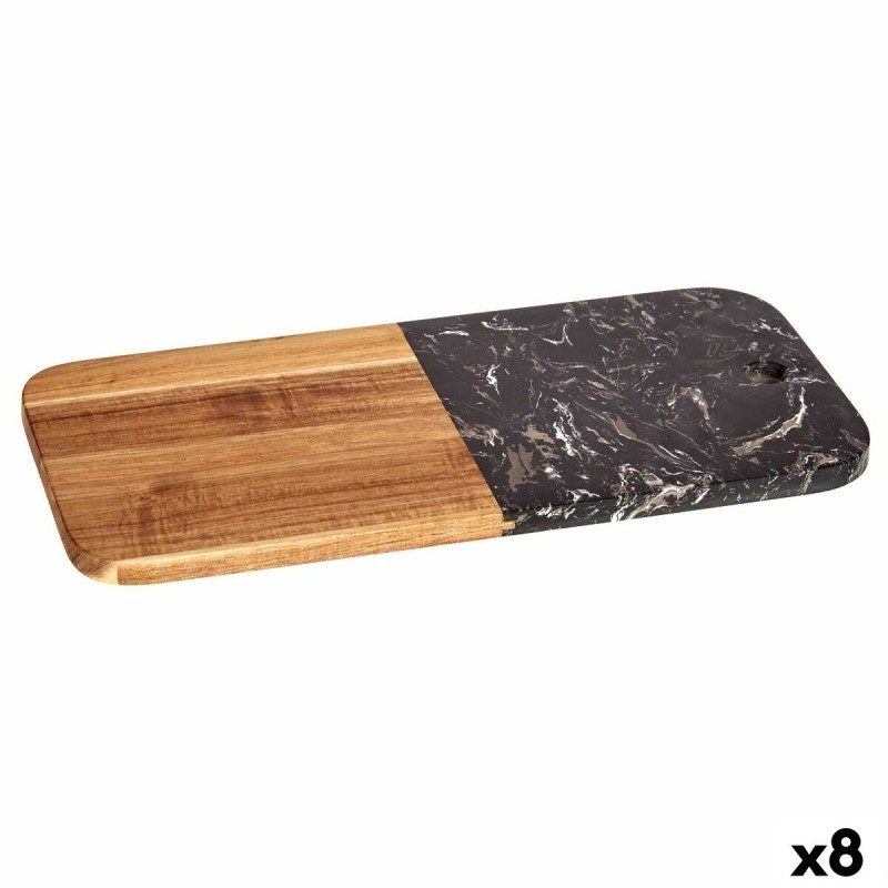 Tabla de cortar Negro Mu00e1rmol Madera de acacia 18 x 1,5 x 38 cm (8 Unidades)