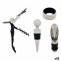 Set de Accesorios para Vino Negro Plateado Acero Inoxidable (12 Unidades)