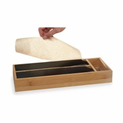 Dispensador de papel Doble Negro Natural Bambu00fa Acero Inoxidable 40 x 7 x 13 cm (8 Unidades)