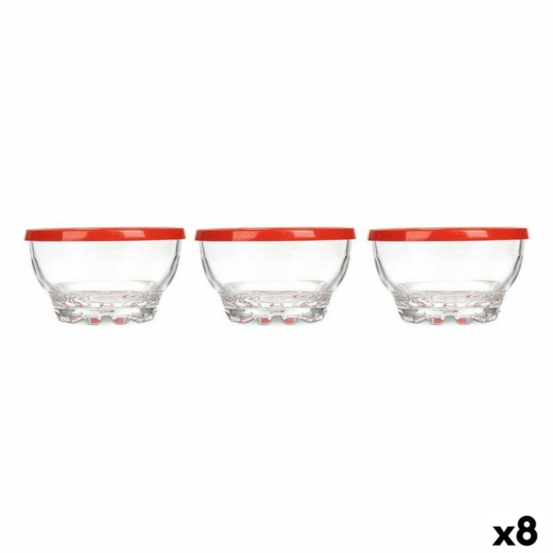 Set de Cuencos Karaman Rojo Transparente Vidrio Polietileno u00d8 10,5 cm 275 ml (8 Unidades)