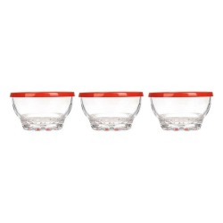 Set de Cuencos Karaman Rojo Transparente Vidrio Polietileno u00d8 10,5 cm 275 ml (8 Unidades)