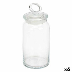 Tarro Kitchen 9,8 x 23,4 x 9,8 cm Transparente Silicona Vidrio 1,1 L (6 Unidades)