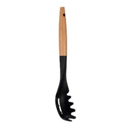 Cuchara para Servir Pasta Negro Natural Madera 6 x 33,5 x 6 cm (12 Unidades)