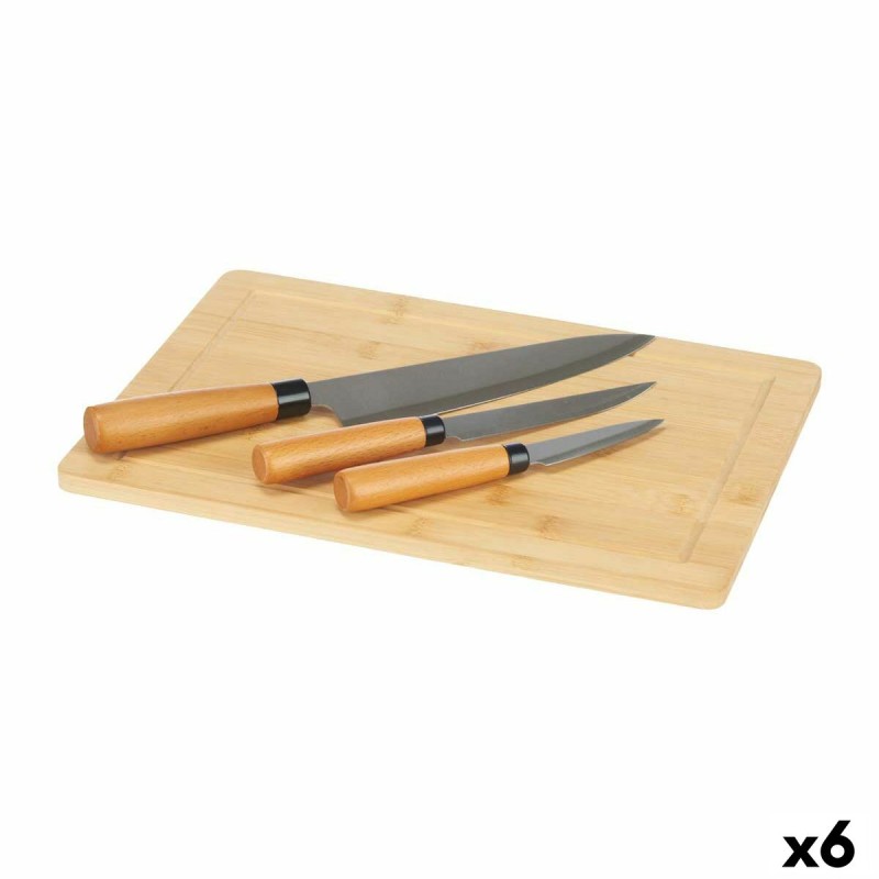 Set de Cuchillos Tabla de cortar Queso Marru00f3n Bambu00fa (6 Unidades)