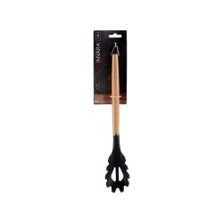 Cuchara para Servir Pasta Negro Nailon Madera de haya 6 x 3 x 32 cm (48 Unidades)