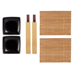 Set de Sushi Negro Ceru00e1mica Bambu00fa (6 Unidades)