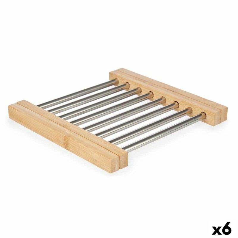 Salvamantel Plateado Metal Bambu00fa 36,4 x 2,2 x 21,3 cm (6 Unidades)