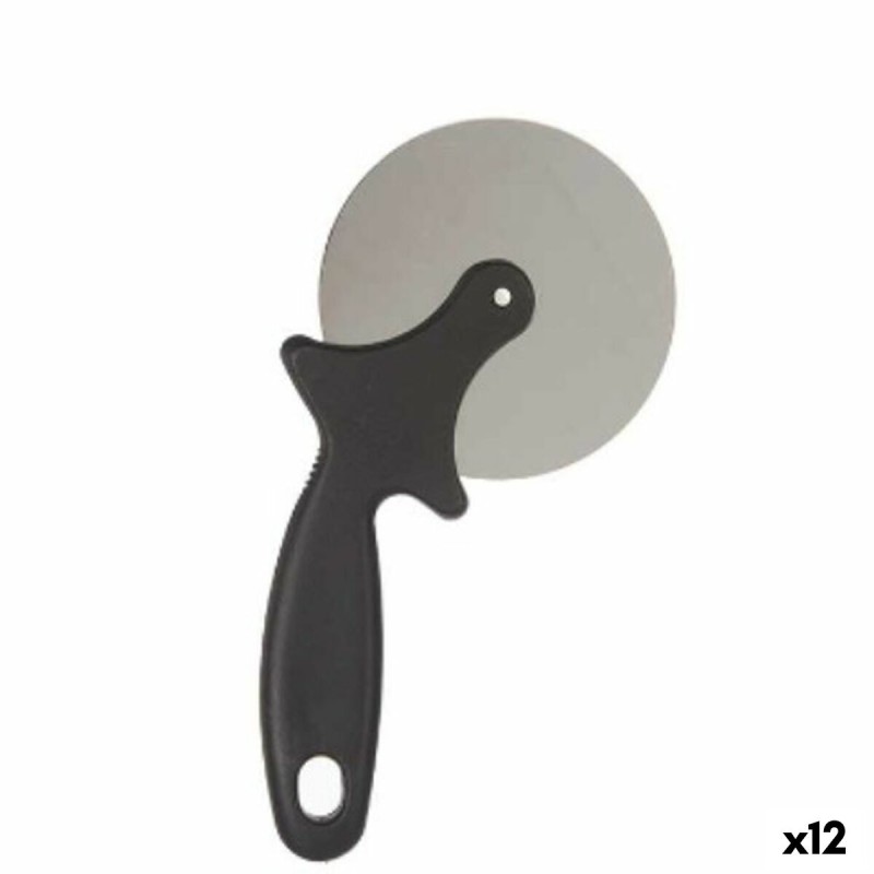 Cortador de Pizza Negro Plateado Acero Inoxidable Plu00e1stico 21 x 1,5 x 10 cm (12 Unidades)