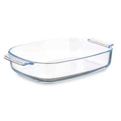 Fuente de Cocina Con asas Transparente Vidrio de Borosilicato 3,8 L 38 x 6,5 x 25,4 cm (6 Unidades)