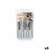 Set de Cubiertos Blanco Plateado Acero Inoxidable Plu00e1stico (6 Unidades)