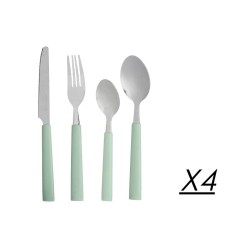 Set de Cubiertos Verde Plateado Acero Inoxidable Plu00e1stico (6 Unidades)