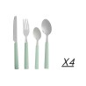 Set de Cubiertos Verde Plateado Acero Inoxidable Plu00e1stico (6 Unidades)