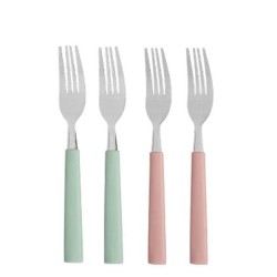 Set de Tenedores Verde Rosa Plateado Acero Inoxidable Plu00e1stico 18,7 cm (12 Unidades)