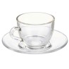 Taza con Plato Transparente Vidrio 85 ml (6 Unidades)