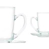 Taza con Plato Transparente Vidrio 200 ml (6 Unidades)