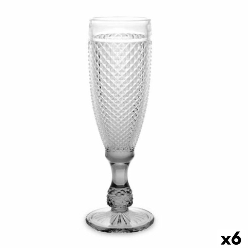 Copa de champu00e1n Diamante Transparente Antracita Vidrio 185 ml (6 Unidades)