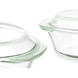 Cacerolas Set Vidrio de Borosilicato Transparente 700 ml 1 L 1,5 L (4 Unidades)