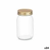 Tarro Transparente Dorado Metal Vidrio 500 ml 8 x 13 x 8 cm (24 Unidades)