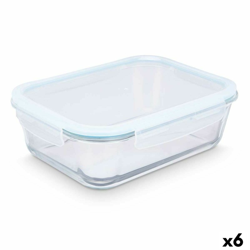 Fiambrera Transparente Silicona Vidrio de Borosilicato 2,8 L 29,5 x 9 x 22,8 cm (6 Unidades)