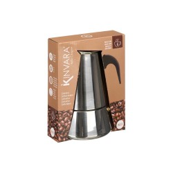 Cafetera Italiana Negro Plateado Acero 6 Tazas