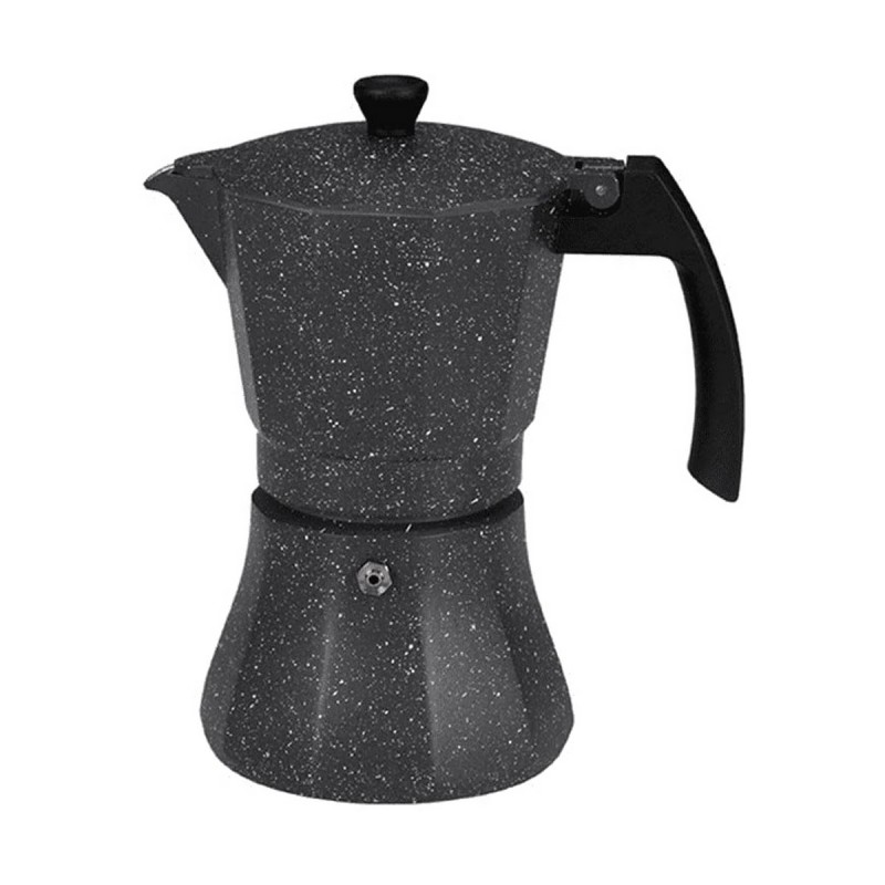 Cafetera Italiana EDM Negro Aluminio 12 Tazas Inducciu00f3n