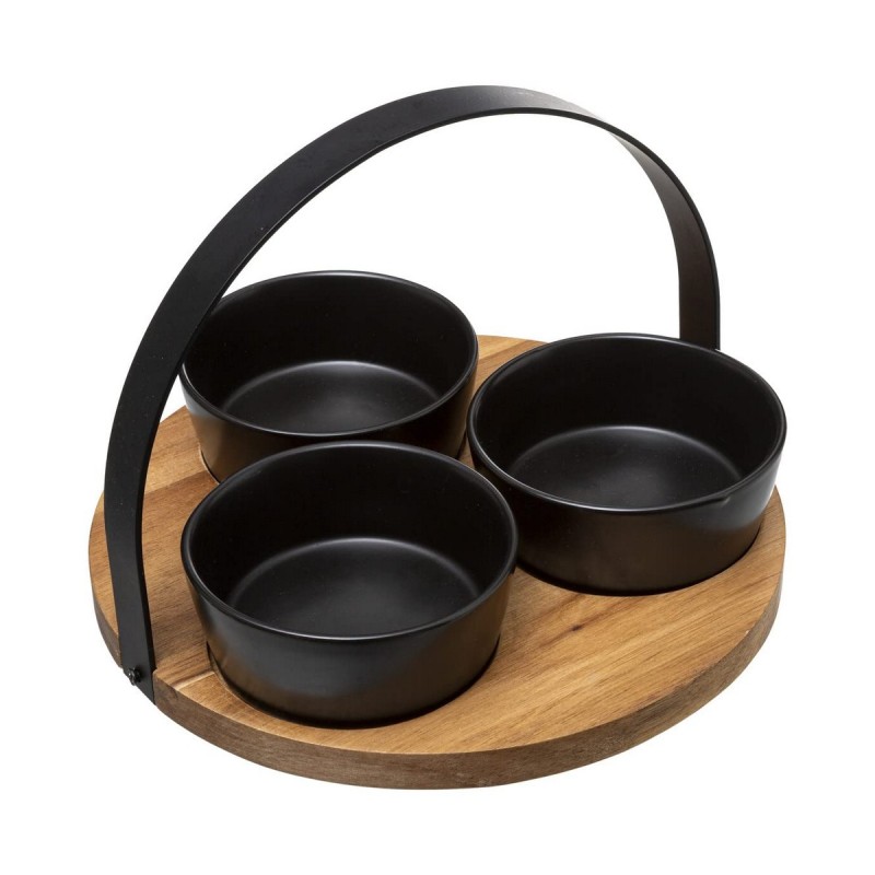 Set de Aperitivo Secret de Gourmet Negro Gres 4 Piezas (u00d8 21 cm)