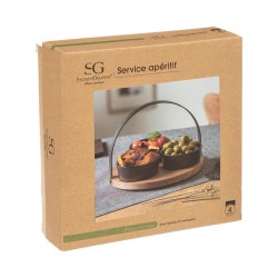 Set de Aperitivo Secret de Gourmet Negro Gres 4 Piezas (u00d8 21 cm)