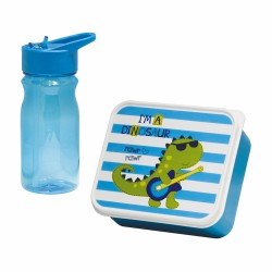 Set de Fiambrera y Bidu00f3n Mondex Azul Dinosaurio