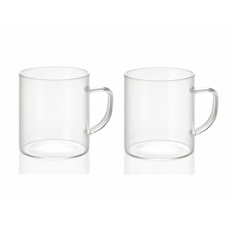 Juego de 2 Tazas Mug Andrea House ms19209 Transparente Vidrio 300 ml 2 x 300 ml u00d8 7,5 x 8,5 cm