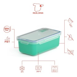 Recipiente Conservador de Alimentos Valira 6090/97 Hermu00e9tico Turquesa Termoplu00e1stico PBT Rectangular 750 ml