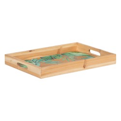 Bandeja de Aperitivos 45 x 31 x 5 cm Hojas Natural Madera Ratu00e1n 3 Piezas