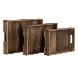 Bandeja de Aperitivos 48 x 32 x 6 cm Natural Madera de abeto 3 Piezas