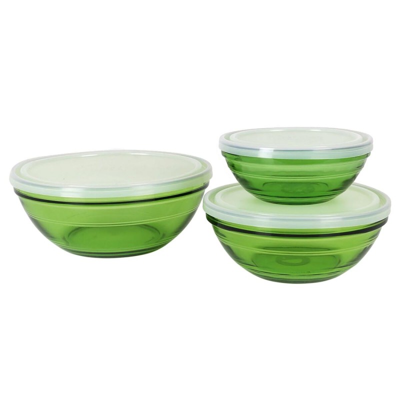 Set de Cuencos Duralex  3 Piezas Verde Con Tapa