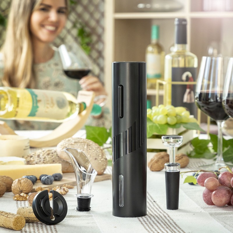 Sacacorchos Elu00e9ctrico con Accesorios para Vino Corking InnovaGoods