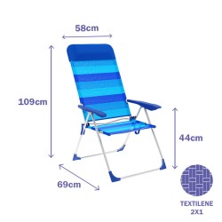 Silla Plegable Marbueno Rayas Azul 69 x 109 x 58 cm