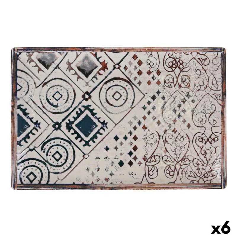 Fuente de Cocina La Mediterru00e1nea Grecia Porcelana Rectangular 30 x 20 x 2,5 cm (6 Unidades)