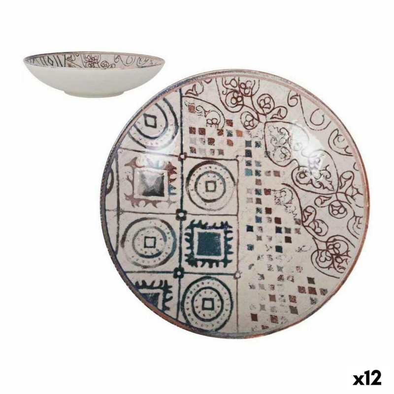 Plato Hondo La Mediterru00e1nea Grecia Porcelana (12 Unidades)