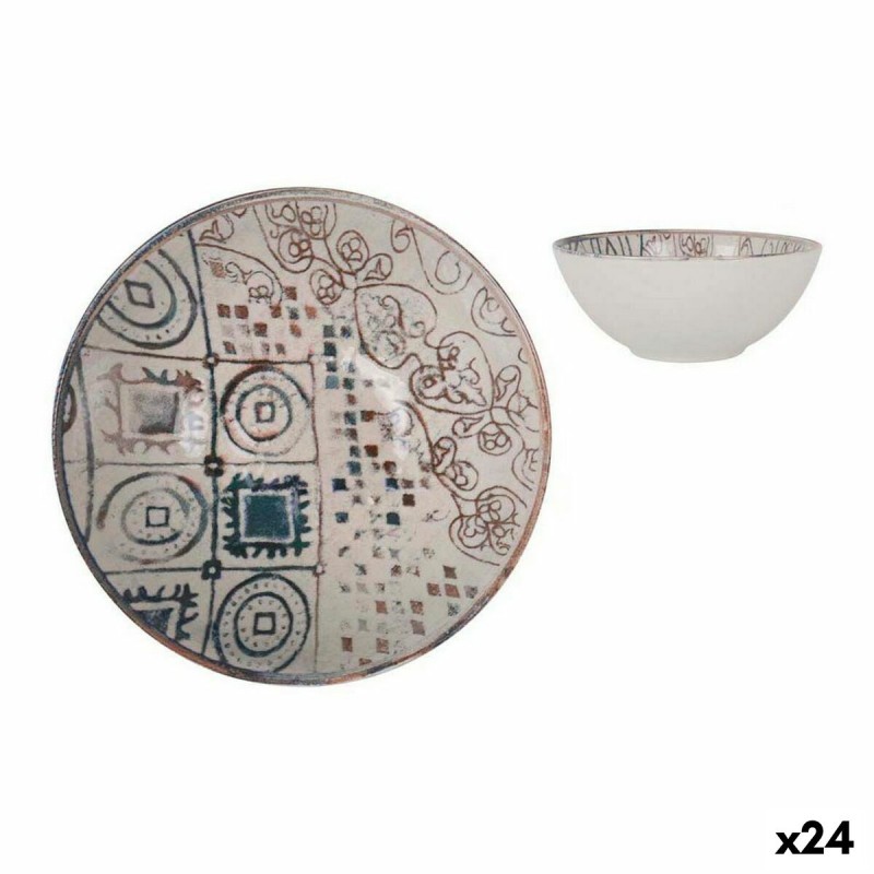 Bol La Mediterru00e1nea Grecia Porcelana Azul Marru00f3n u00d8 16 x 7 cm (24 Unidades)