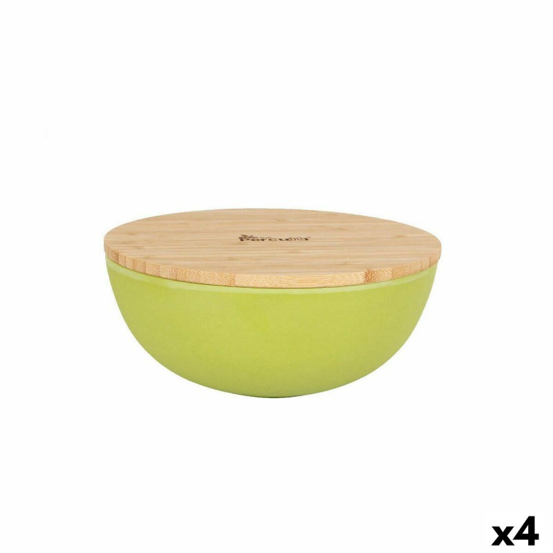 Cuenco Percutti Melamina Marru00f3n Verde 18,9 x 18,9 x 8,5 cm Bambu00fa (4 Unidades)