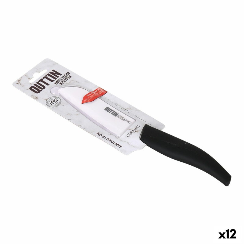 Cuchillo de Cocina Quttin Santoku Ceramic Blanco Negro 13 cm (12 Unidades)