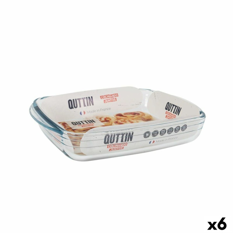 Fuente para Horno Quttin  Vidrio Rectangular 1,9 L 28 x 19,9 x 5 cm (6 Unidades)