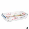 Fuente para Horno Quttin  Transparente Vidrio Rectangular 4,2 L 38,8 x 23,9 x 6,6 cm (6 Unidades)