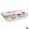 Fuente para Horno Quttin  Transparente Vidrio Rectangular 5 L 40,2 x 26,4 x 7 cm (6 Unidades)