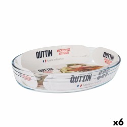 Fuente para Horno Quttin  Transparente Vidrio Ovalado 3,4 L 35,1 x 24,1 x 6,5 cm (6 Unidades)