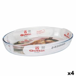 Fuente para Horno Quttin  Transparente Vidrio Ovalado 4,5 L 39,6 x 27,35 x 6,6 (4 Unidades)