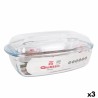 Cacerola Con Tapa Quttin  Transparente 6,7 l Vidrio 37 x 22 x 14,1 cm (3 Unidades)