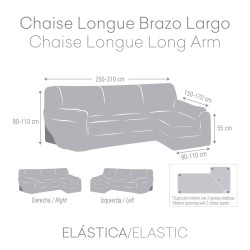 Funda para chaise longue de brazo largo derecho Eysa TROYA Marrón claro 170 x 110 x 310 cm