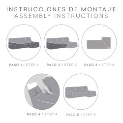 Funda para chaise longue de brazo largo derecho Eysa TROYA Gris 170 x 110 x 310 cm